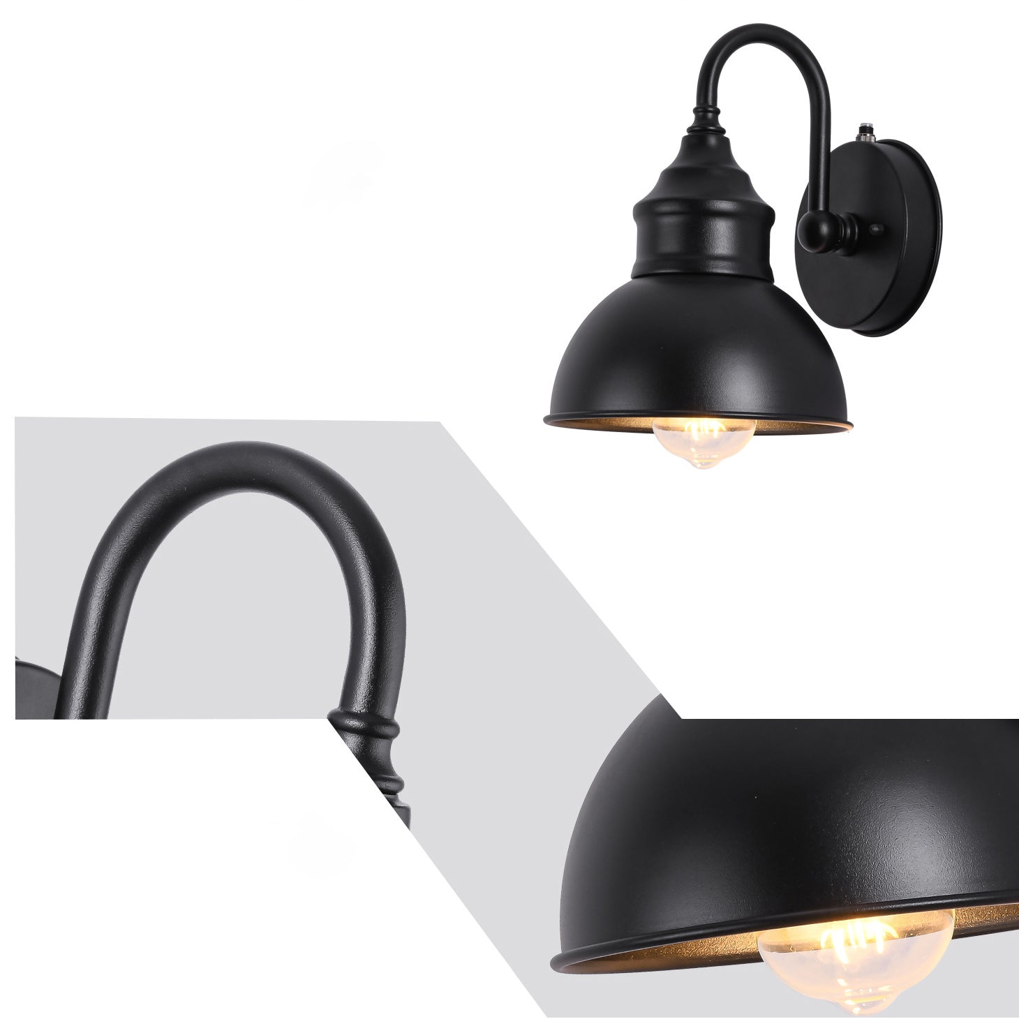 Round Curved Pole Iron Outdoor Light
