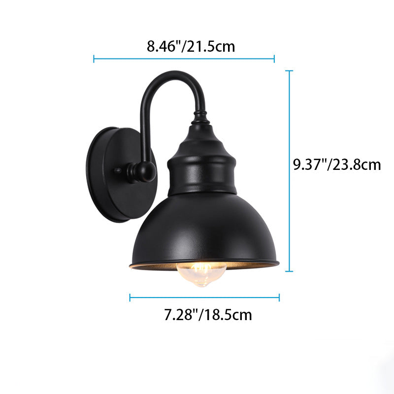 Round Curved Pole Iron Outdoor Light