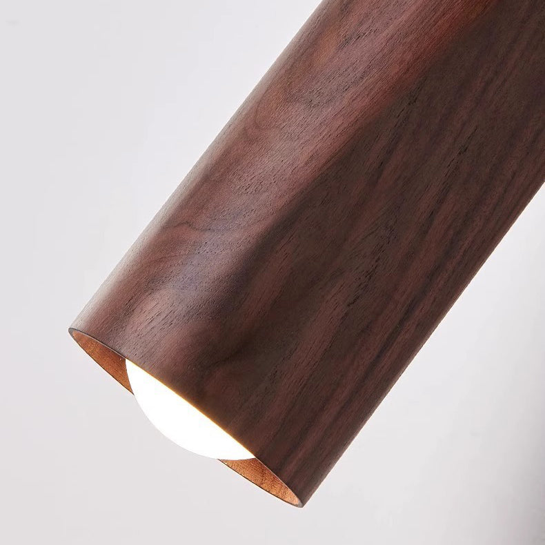 Round Cylinder Copper Wood Wall Lamp