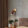 Round Cylinder Copper Wood Wall Lamp