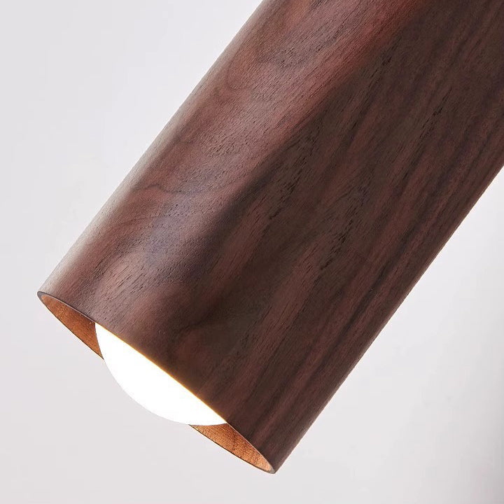 Round Cylinder Copper Wood Wall Lamp