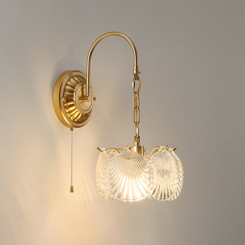 Curved Pole Round Flower Wall Lamp