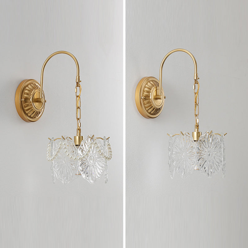Curved Pole Round Flower Wall Lamp