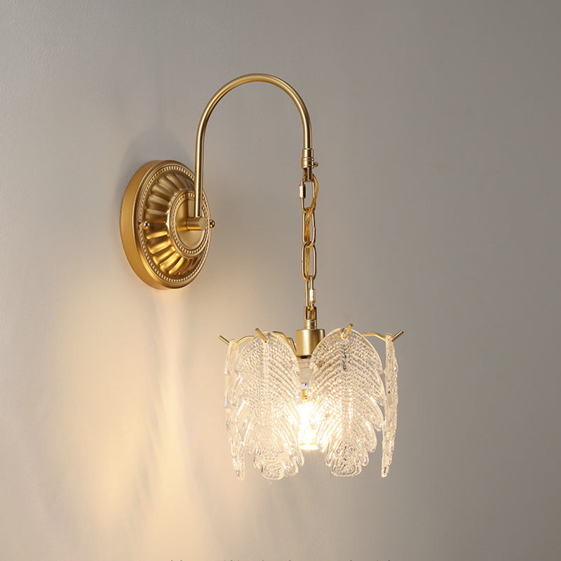 Curved Pole Round Flower Wall Lamp