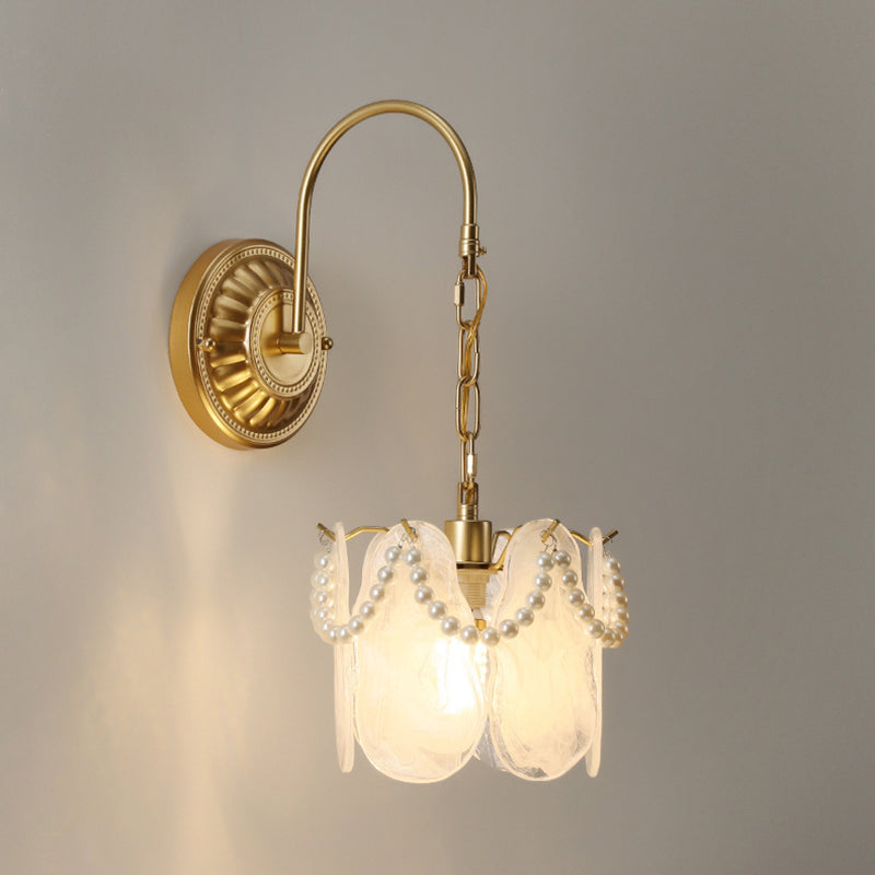 Curved Pole Round Flower Wall Lamp