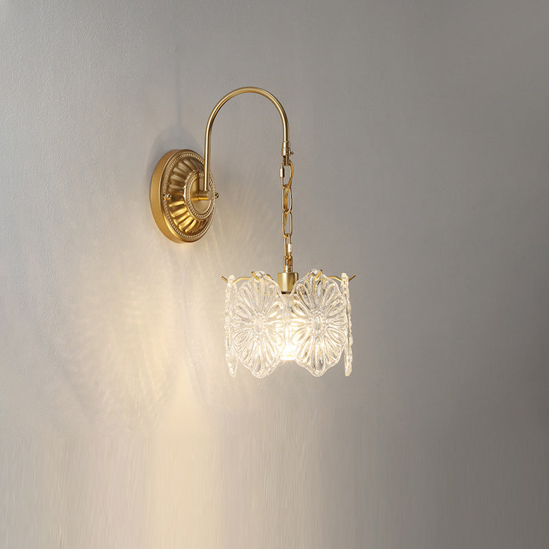 Curved Pole Round Flower Wall Lamp