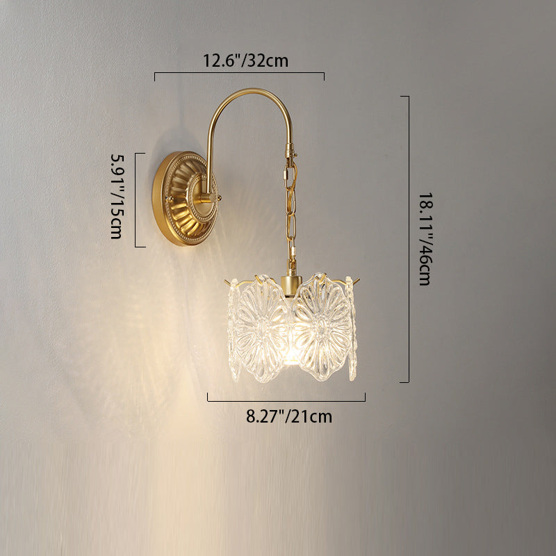Curved Pole Round Flower Wall Lamp
