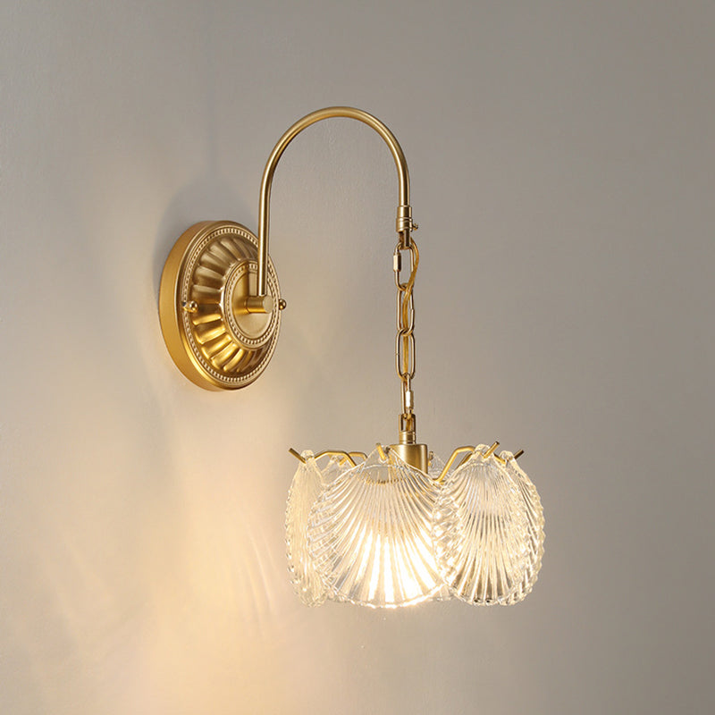 Curved Pole Round Flower Wall Lamp