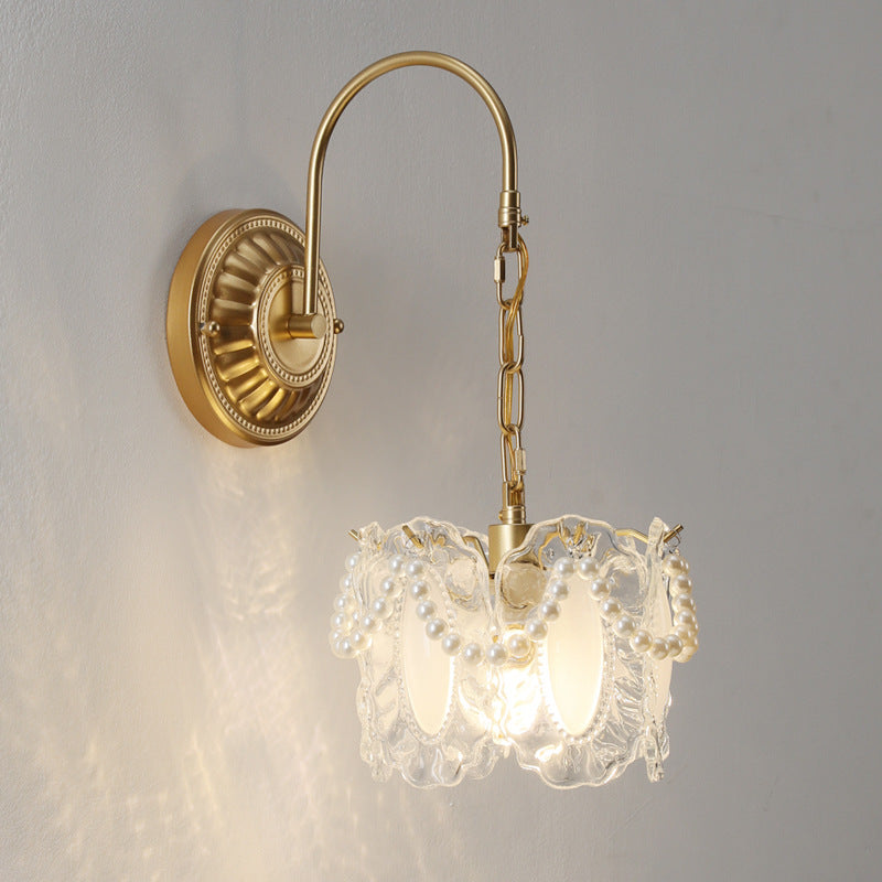 Curved Pole Round Flower Wall Lamp