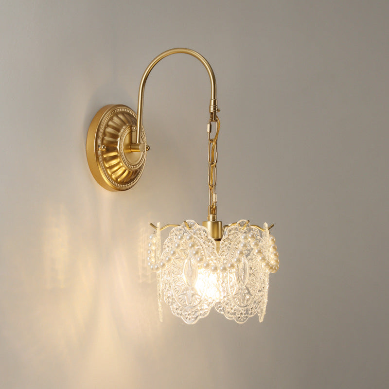 Curved Pole Round Flower Wall Lamp