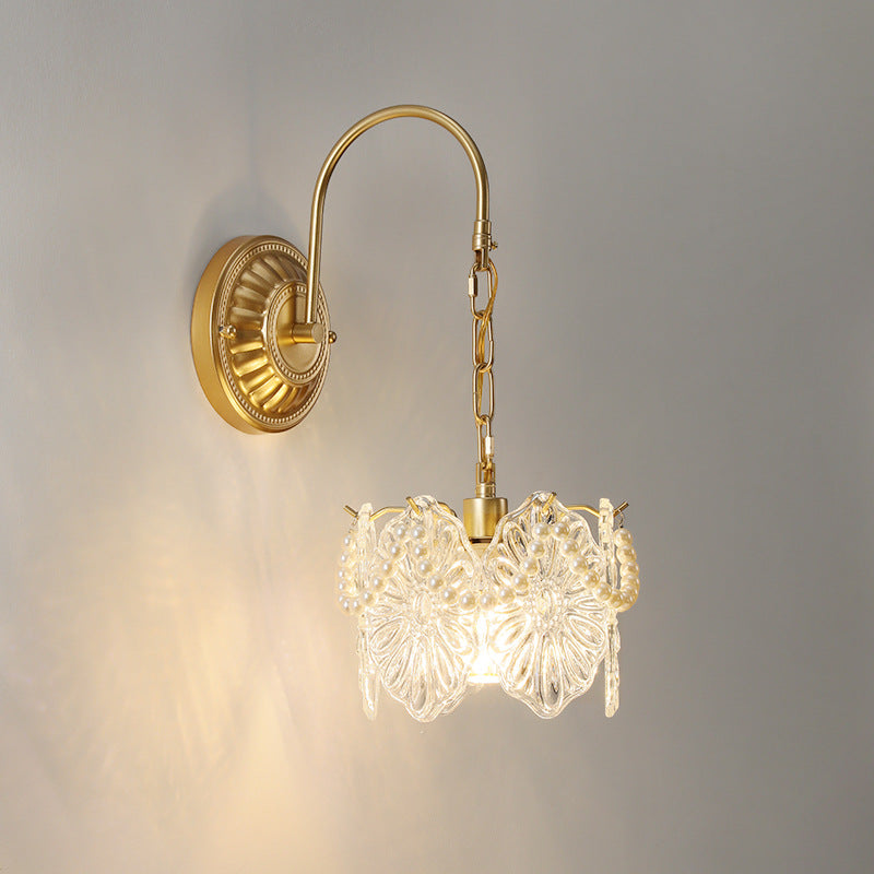 Curved Pole Round Flower Wall Lamp