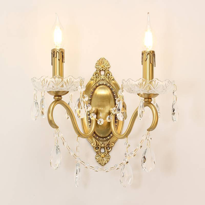Curved Pole Candelabra Carved 2-Light Wall Lamp