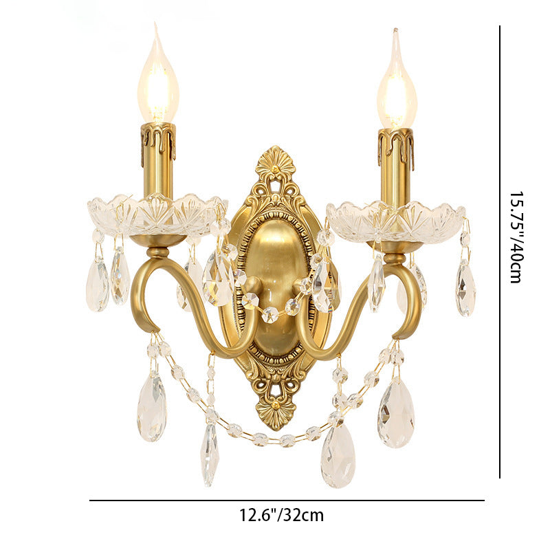Curved Pole Candelabra Carved 2-Light Wall Lamp
