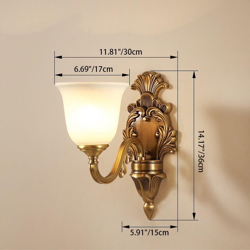 Curved Pole Carved Round Wall Lamp