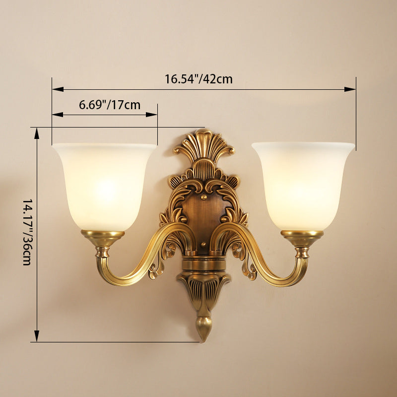 Curved Pole Carved Round Wall Lamp