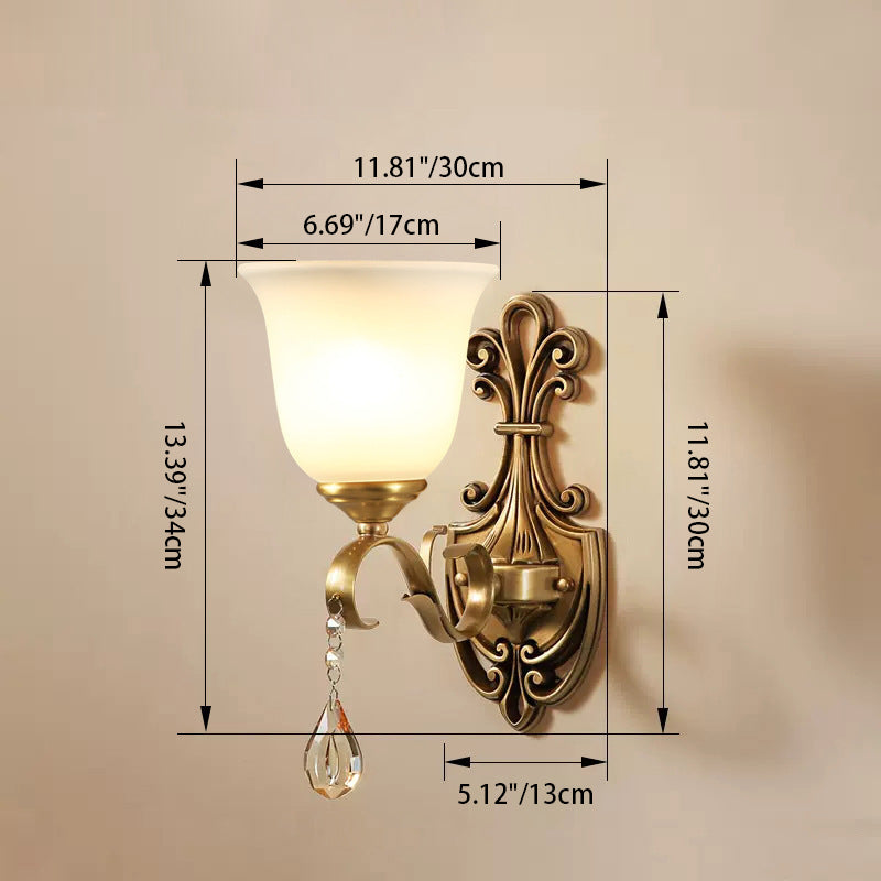 Curved Pole Carved Round Wall Lamp