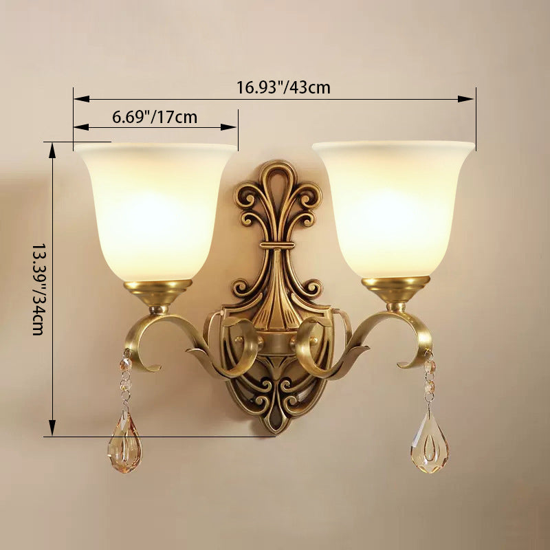 Curved Pole Carved Round Wall Lamp
