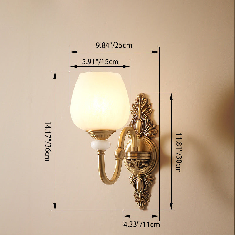 Curved Pole Carved Round Wall Lamp