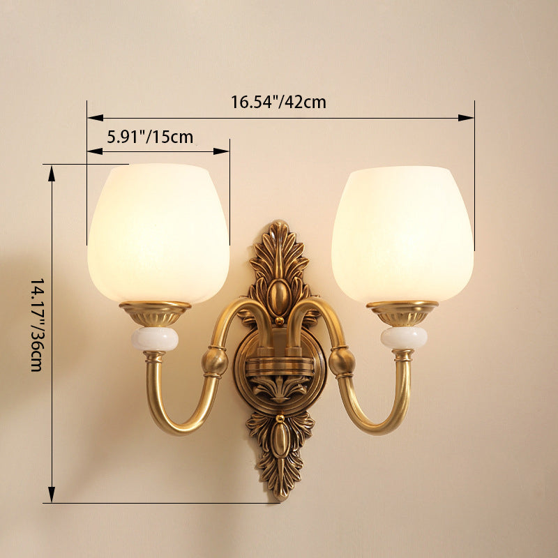 Curved Pole Carved Round Wall Lamp