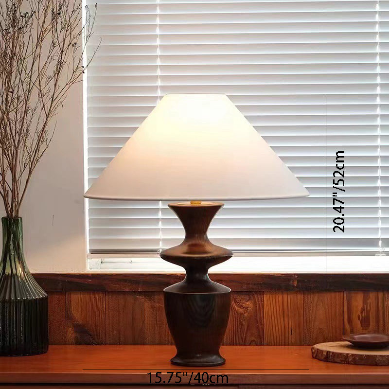 Defender Trapezoidal Fabric Wood Table Lamp