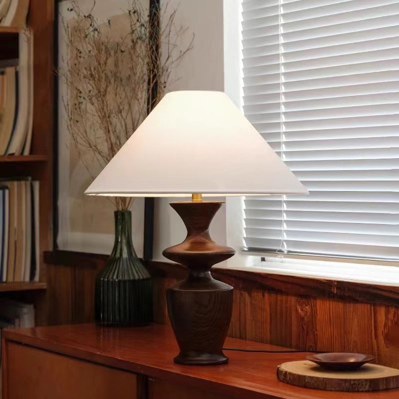 Defender Trapezoidal Fabric Wood Table Lamp