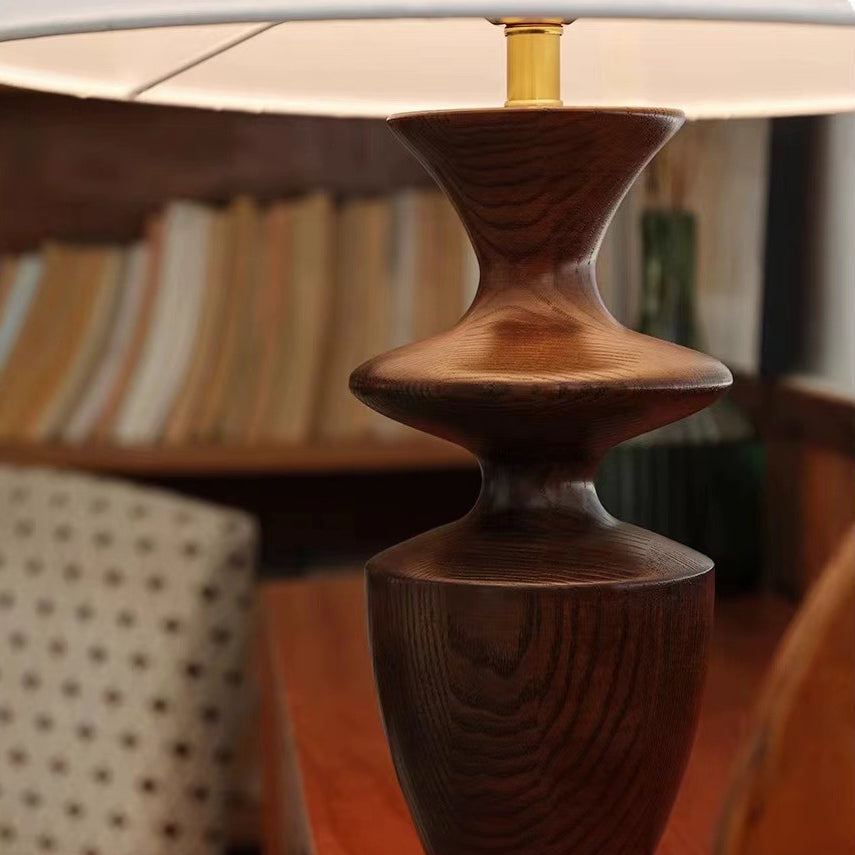 Defender Trapezoidal Fabric Wood Table Lamp