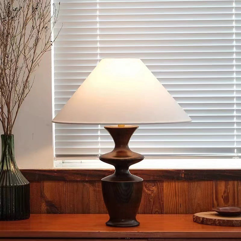 Defender Trapezoidal Fabric Wood Table Lamp