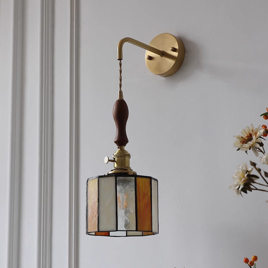 Round Trapezoidal Polygonal Brass Wall Lamp