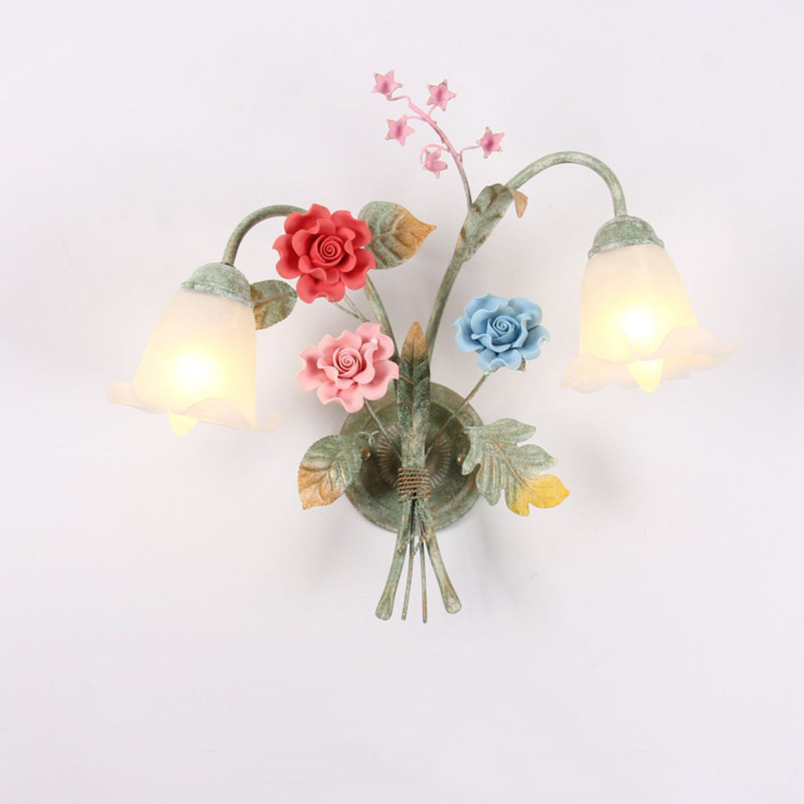 Faux Flower Iron Frame Wall Lamp