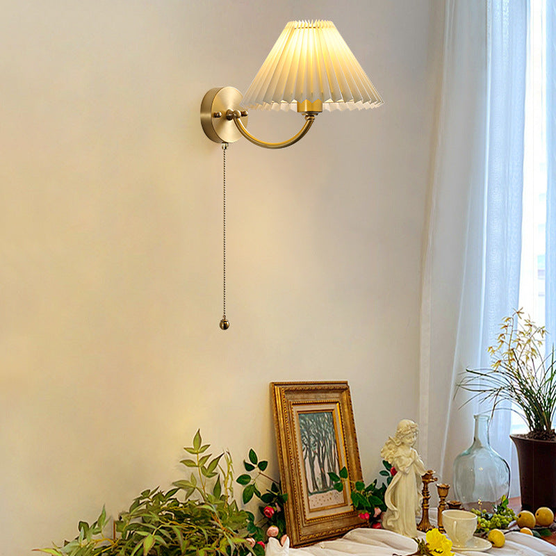 Round Cone Curved Rod Wall Lamp