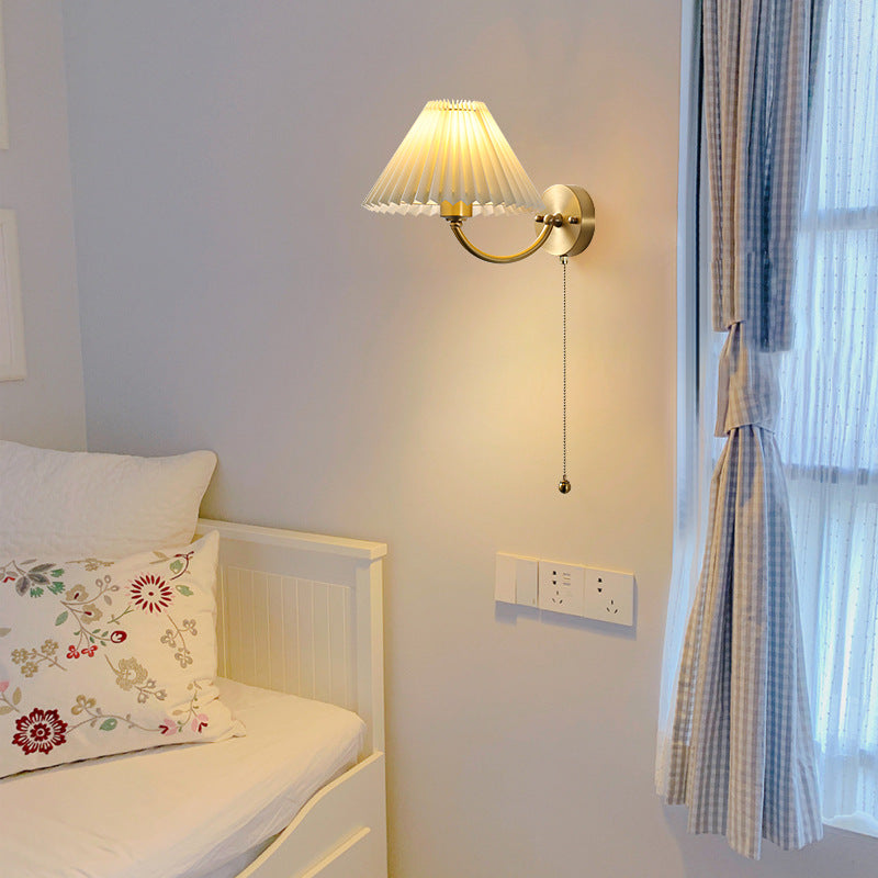 Round Cone Curved Rod Wall Lamp