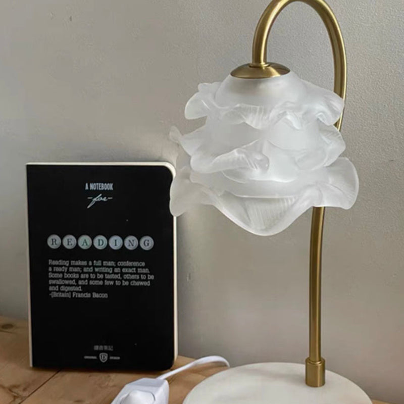 Curved Pole Flower Marble Table Lamp