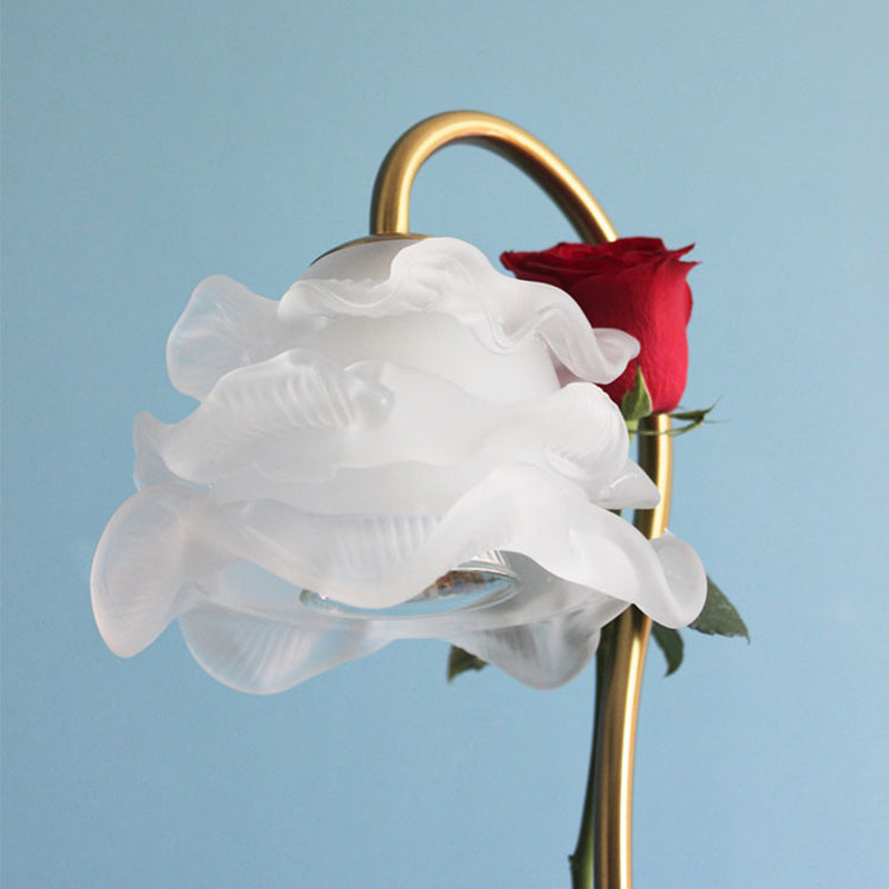 Curved Pole Flower Marble Table Lamp