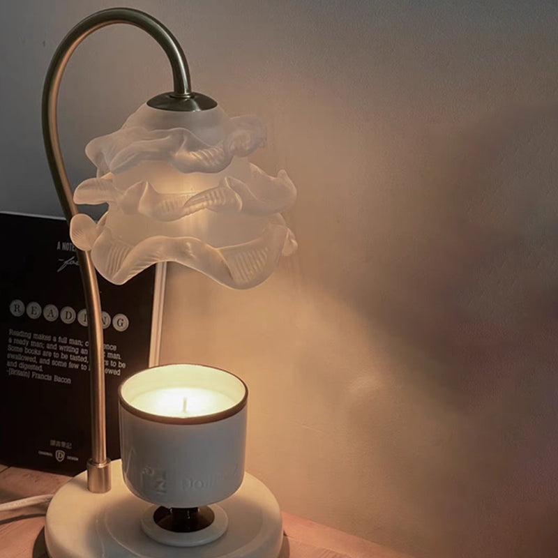 Curved Pole Flower Marble Table Lamp