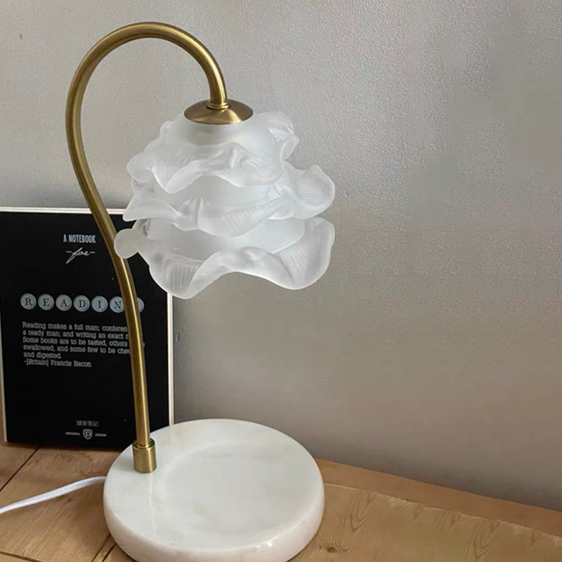 Curved Pole Flower Marble Table Lamp