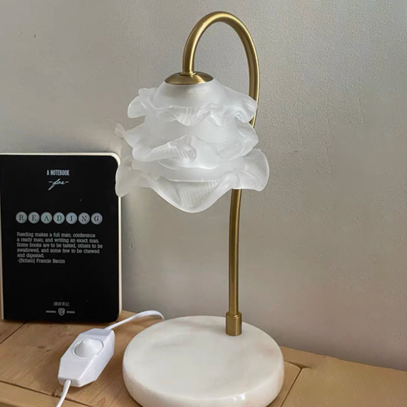 Curved Pole Flower Marble Table Lamp