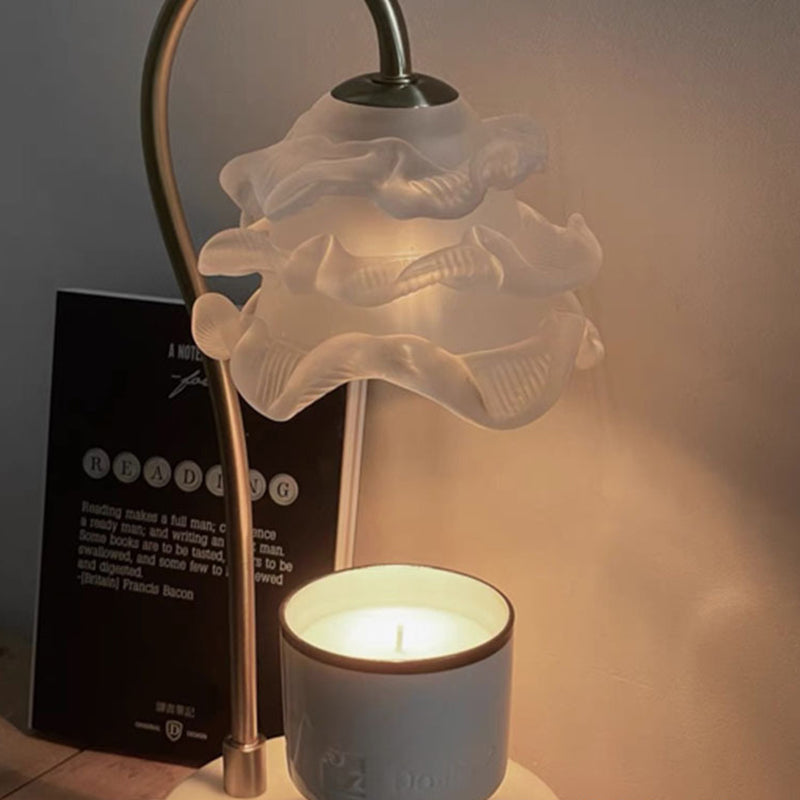 Curved Pole Flower Marble Table Lamp
