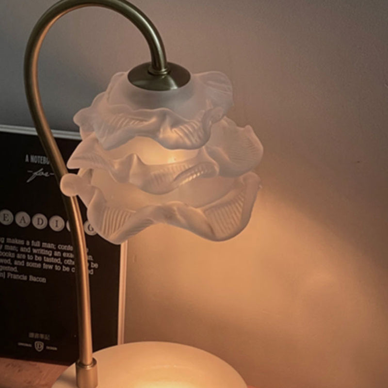Curved Pole Flower Marble Table Lamp