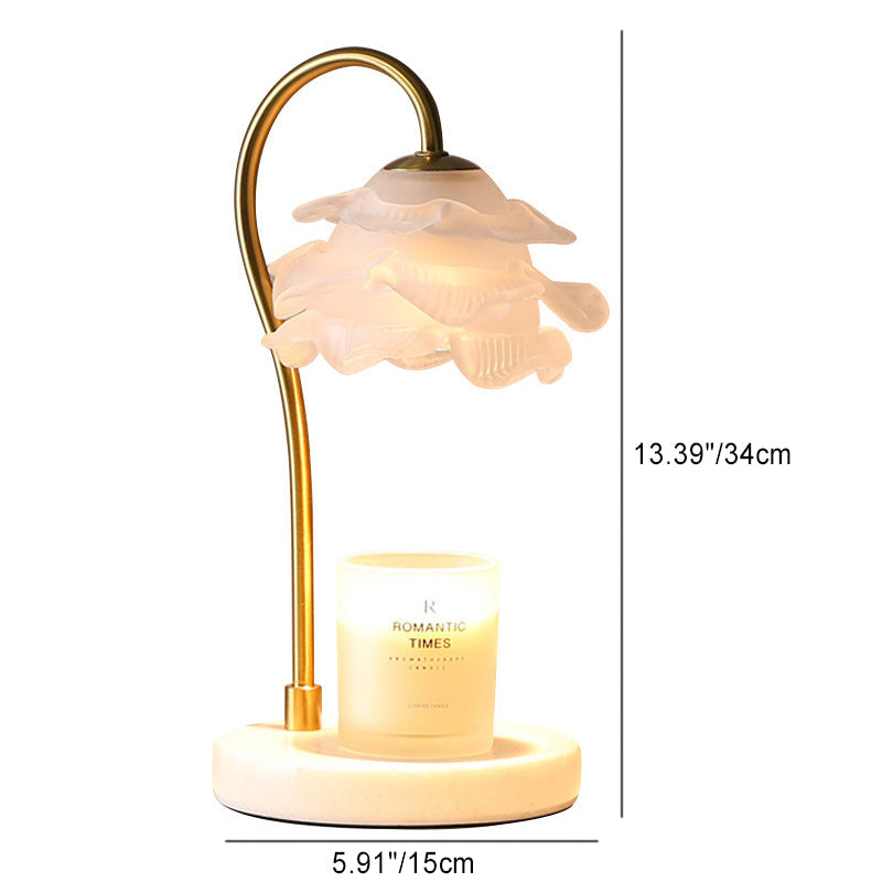 Curved Pole Flower Marble Table Lamp