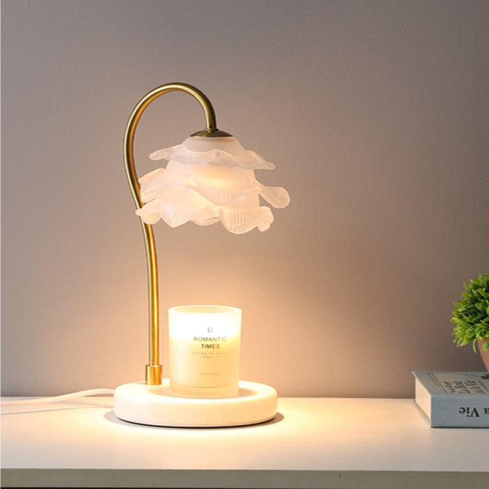 Curved Pole Flower Marble Table Lamp
