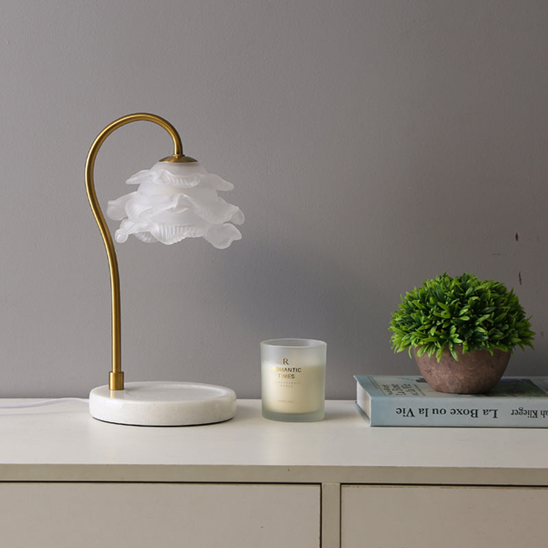 Curved Pole Flower Marble Table Lamp