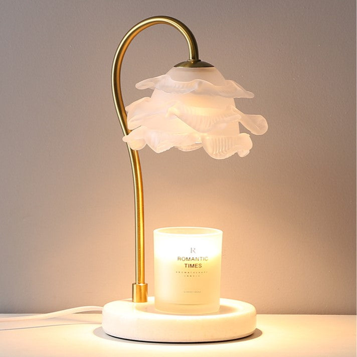 Curved Pole Flower Marble Table Lamp