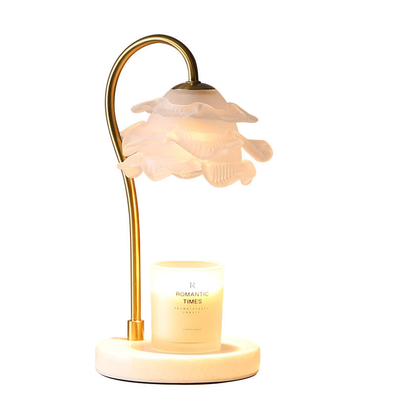 Curved Pole Flower Marble Table Lamp