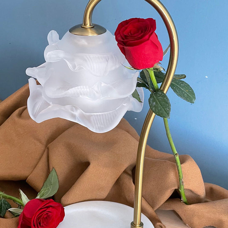 Curved Pole Flower Marble Table Lamp