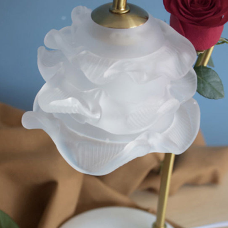 Curved Pole Flower Marble Table Lamp