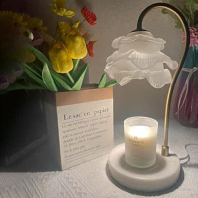 Curved Pole Flower Marble Table Lamp