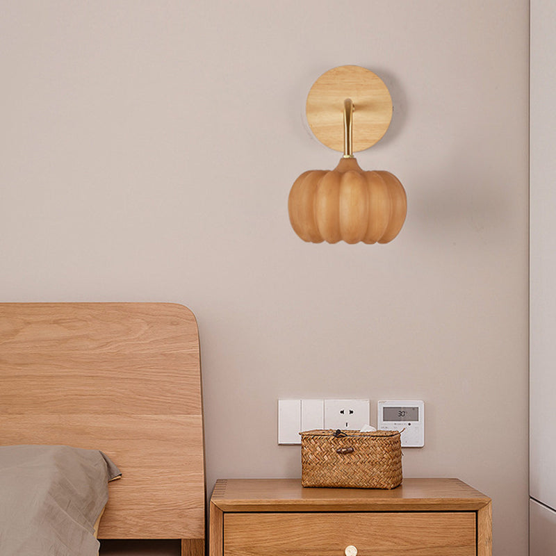 Pumpkin Solid Wood Resin Wall Lamp