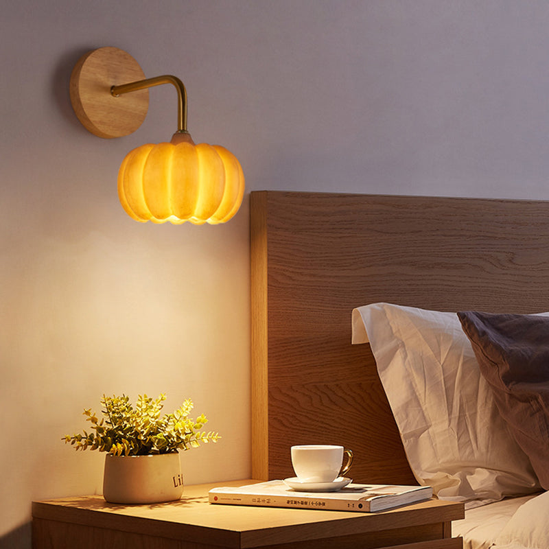Pumpkin Solid Wood Resin Wall Lamp