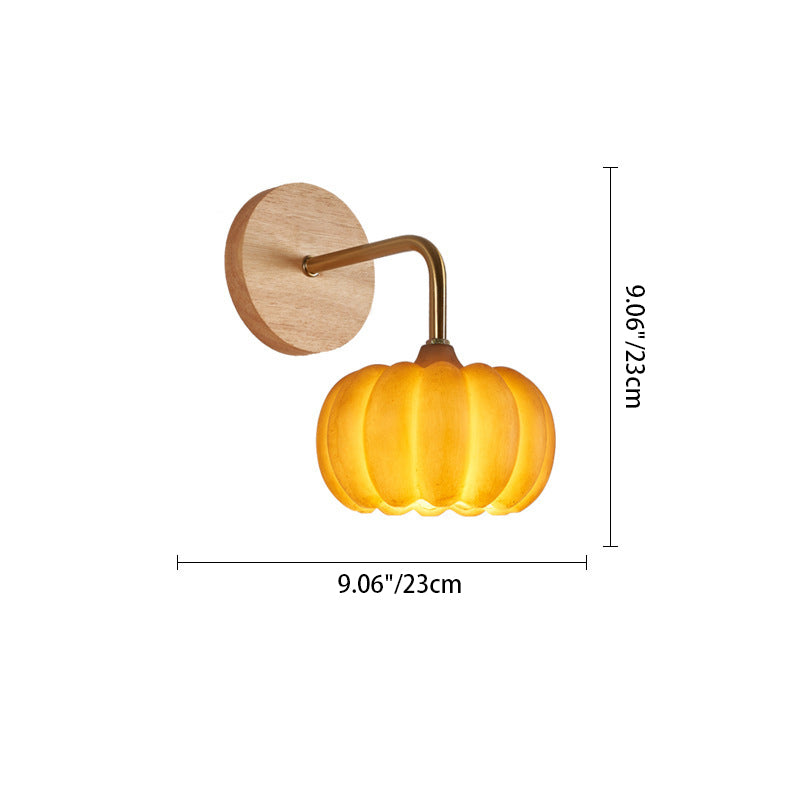 Pumpkin Solid Wood Resin Wall Lamp