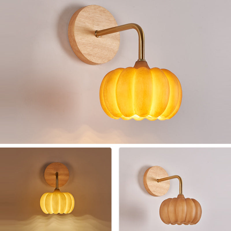 Pumpkin Solid Wood Resin Wall Lamp